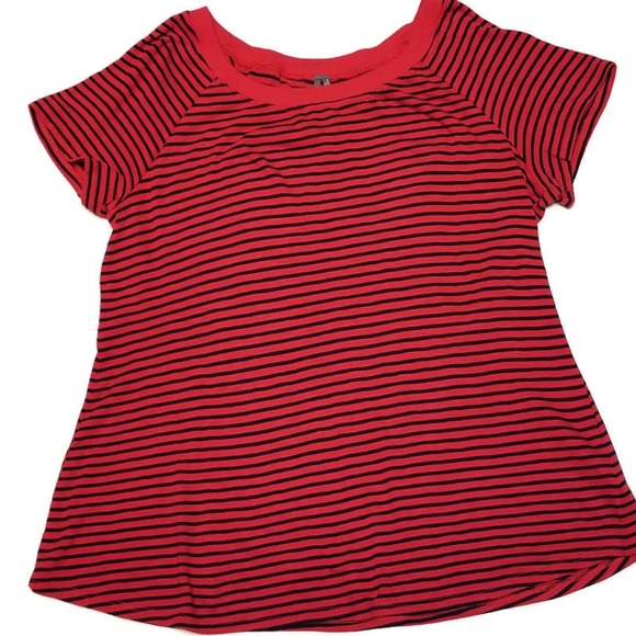 Anthropologie Tops - Anthropologie Red and Blue Striped Shirt